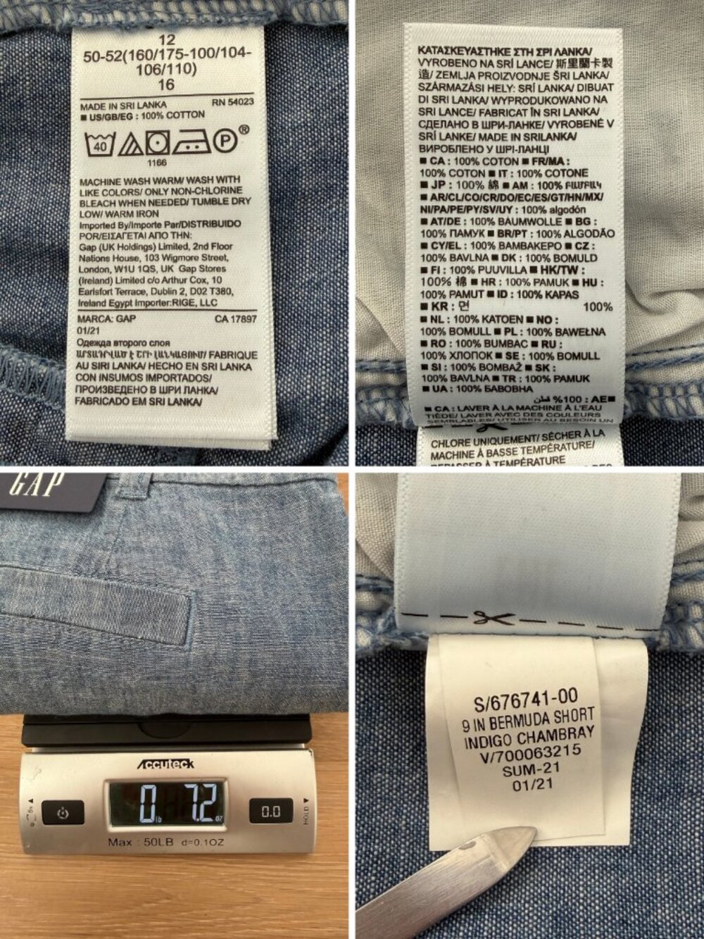 Gap Shorts Women 12 Indigo Chambray Bermuda Blue Mid Rise 9” Inseam 676741 - Picture 15 of 15